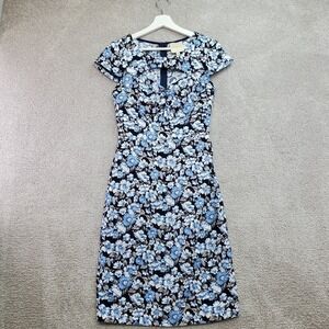 ModCloth Sheath Dress Womens Small Multicolor Floral Print Keyhole Neck Back Zip